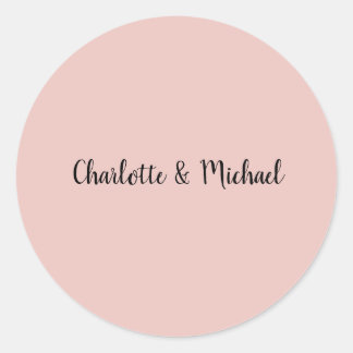 Wedding Calligraphy Elegant Rose Gold Plain Name Classic Round Sticker