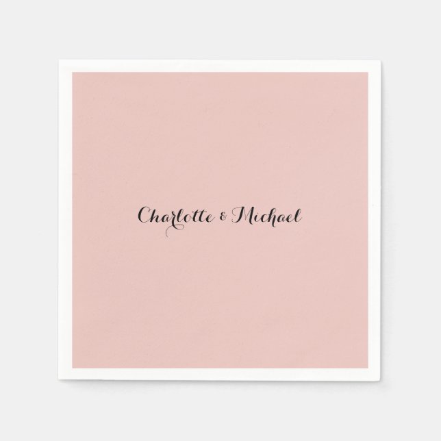 Wedding Calligraphy Elegant Rose Gold Plain Name Napkin (Front)