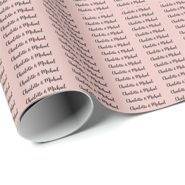 Wedding Calligraphy Elegant Rose Gold Plain Name Wrapping Paper (Roll Corner)