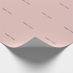 Wedding Calligraphy Elegant Rose Gold Plain Name Wrapping Paper