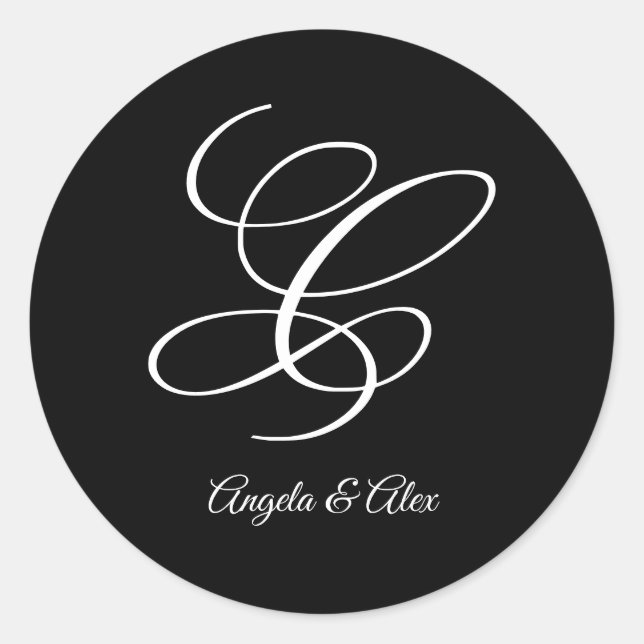 Wedding Calligraphy Fancy Letter C Monogram Classic Round Sticker (Front)