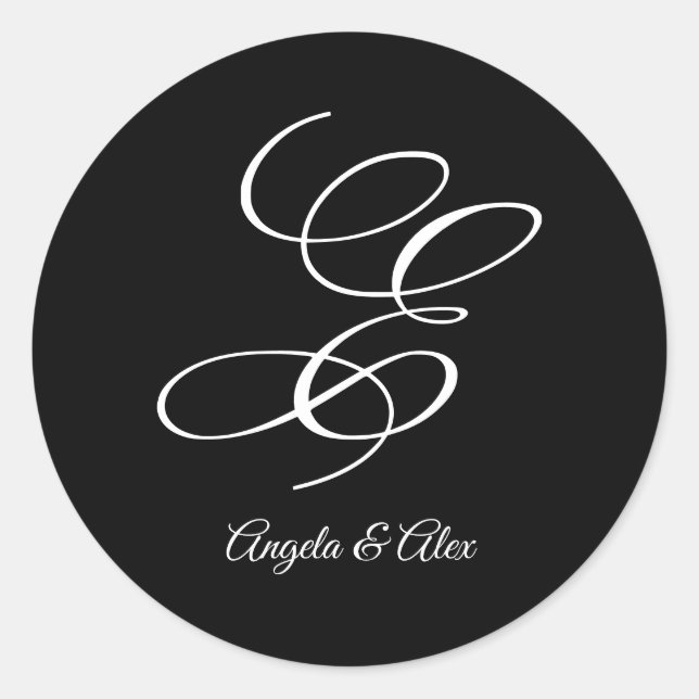 Wedding Calligraphy Fancy Letter E Monogram Classic Round Sticker (Front)