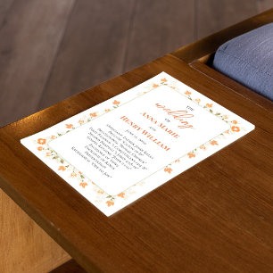 Wedding Calligraphy Floral Peach Program