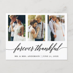 Wedding Calligraphy Forever Thankful 3 Photo Postcard