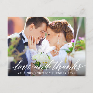 Wedding Calligraphy Love and Thanks Photo Postcard