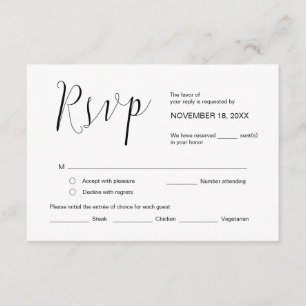 Wedding Calligraphy, Simple Black Script, RSVP Enclosure Card