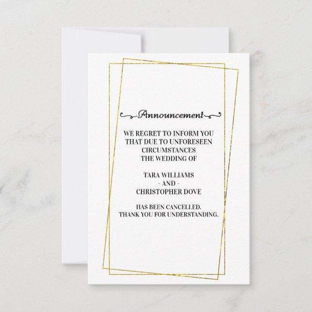 Wedding Cancellation Announcement Cards (Front)