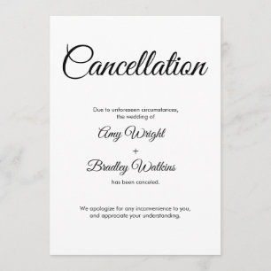 Wedding Cancellation Announcement Elegant Card