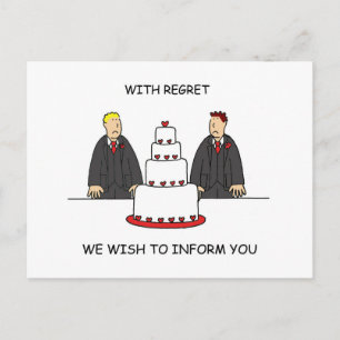 Wedding Cancellation Cartoon Male Couple Postcard