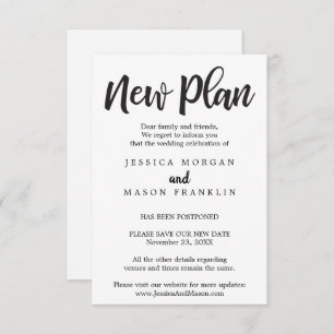 Wedding Cancellation - Postponed - Change the Date Invitation