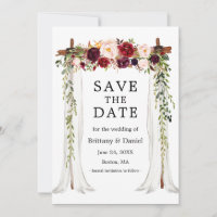 Wedding Canopy Arch Watercolor Burgundy Floral