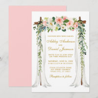 Wedding Canopy Arch Watercolor Pink Floral Gold