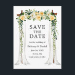 Wedding Canopy Arch Watercolor Yellow Floral Announcement Postcard<br><div class="desc">Elegant Wedding Canopy Watercolor Yellow White Floral Wedding Engagement Announcement Save The Date Postcard includes beautiful yellow and white roses. The wood wedding canopy arch includes botanical greenery.</div>