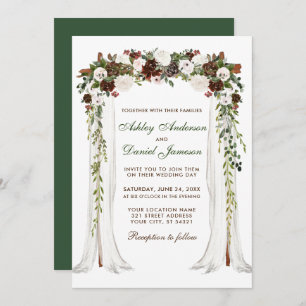 Wedding Canopy Green Watercolor Forest Floral Invitation