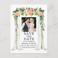 Wedding Canopy Watercolor Coral White Floral Photo