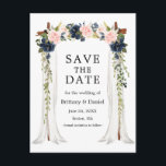 Wedding Canopy Watercolor Pink Dusty Blue Floral Announcement Postcard<br><div class="desc">Elegant Wedding Canopy Watercolor Pink and Dusty Blue Floral Wedding Engagement Announcement Save The Date Postcard includes beautiful pink blush roses and blue roses. The wood wedding canopy arch includes botanical greenery.</div>