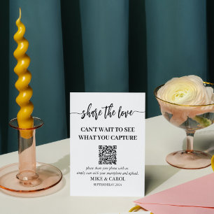 Wedding Capture The Love Photo Share QR Code Pedestal Sign