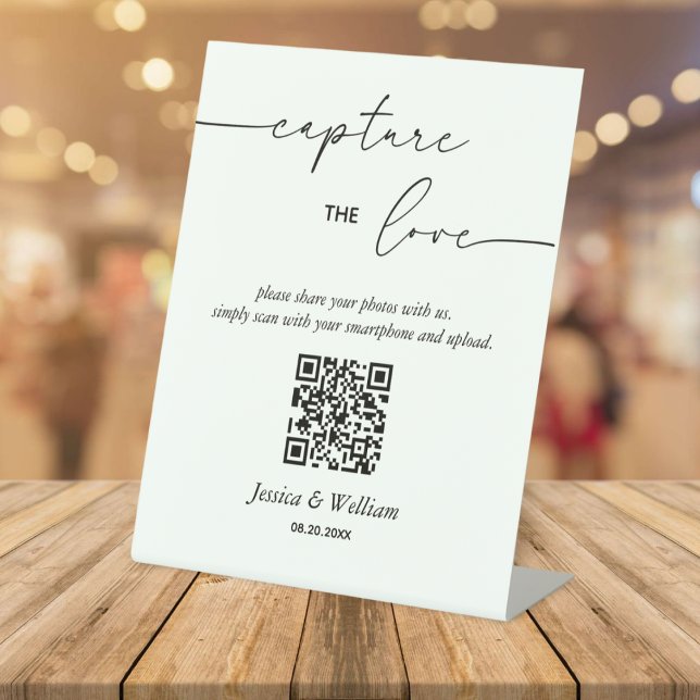 Wedding Capture The Love Photo Share QR Code  Pedestal Sign (Creator Uploaded)