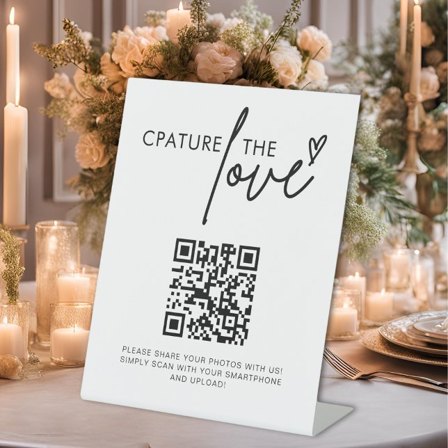 Wedding Capture The Love Photo Share QR Code Sign (Creator Uploaded)