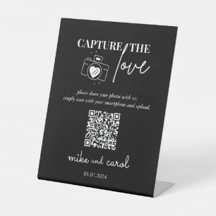 Wedding Capture The Love Photo Sharing QR Code Pedestal Sign