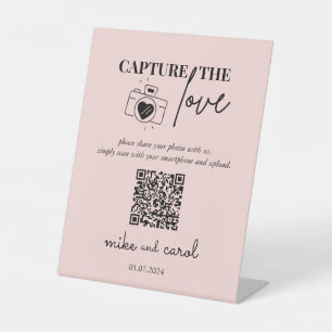 Wedding Capture The Love Photo Sharing QR Code Pedestal Sign