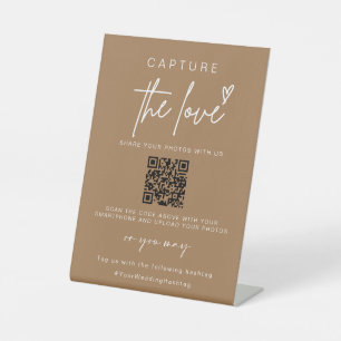 Wedding Capture The Love Photo Sharing QR Code Pedestal Sign