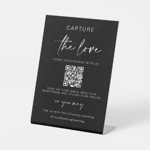 Wedding Capture The Love Photo Sharing QR Code Pedestal Sign