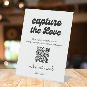 Wedding Capture The Love   Photo Sharing QR Code Pedestal Sign