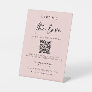 Wedding Capture The Love Photo Sharing QR Code Pedestal Sign