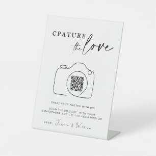 Wedding Capture The Love Photo Sharing QR Code Pedestal Sign