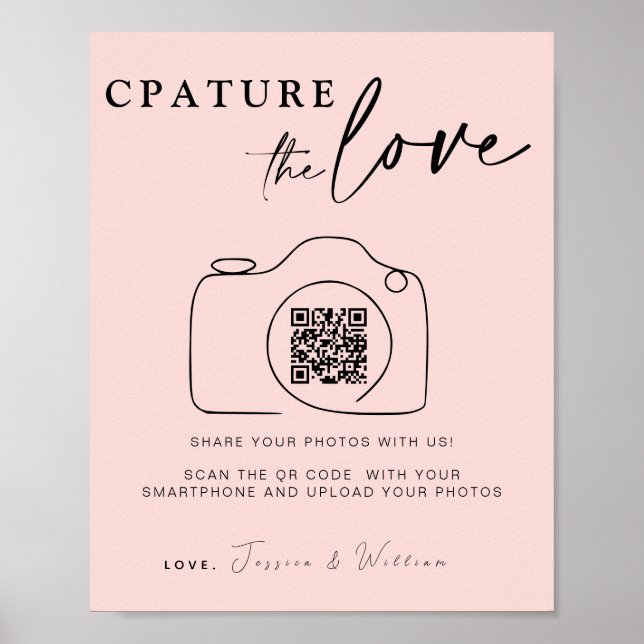 Wedding Capture The Love | Photo Sharing QR Code Poster (Front)