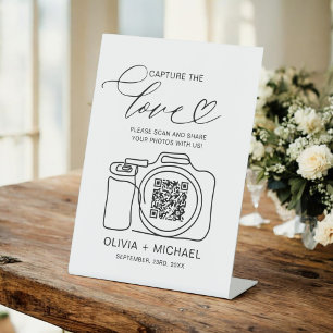 Wedding Capture The Love QR Code Photo Share  Pedestal Sign