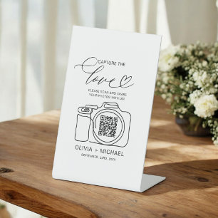 Wedding Capture The Love QR Code Photo Share Pedestal Sign