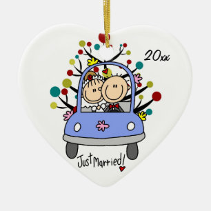 Wedding Car 1st Christmas Dated Heart Ornament