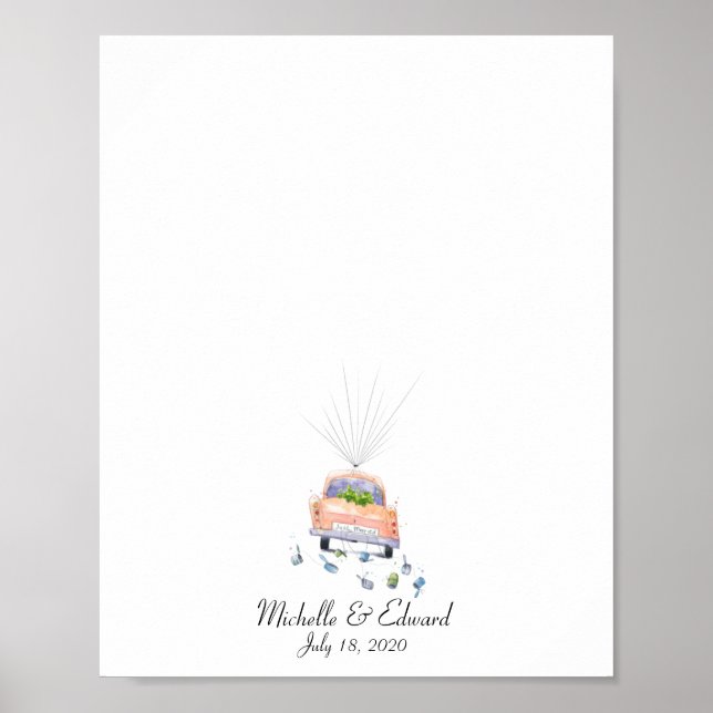 Wedding Car Fingerprint Guest Book - Just Married  (Front)