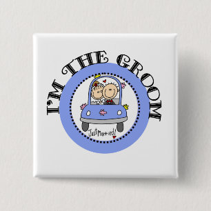 Wedding Car Groom 15 Cm Square Badge