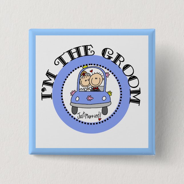 Wedding Car Groom 15 Cm Square Badge (Front)