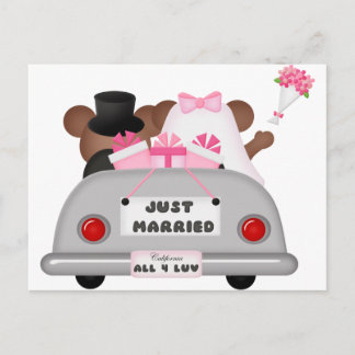 Wedding Car - Just Married Announcement Postcard