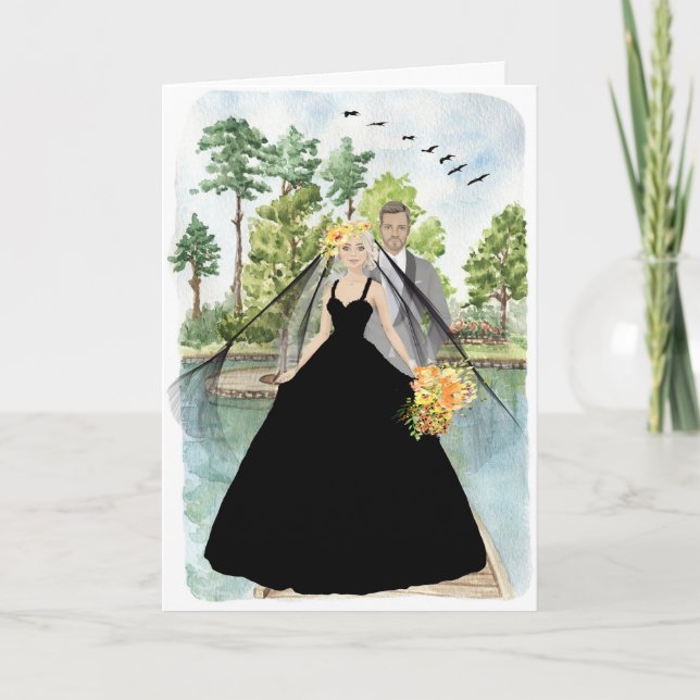 Wedding Card for Bride and Groom in Black (Front)