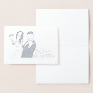Wedding Card, Minimalist, Bride, Groom, Blank Foil Card