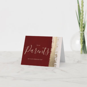 Wedding Card to Parents, Burgundy, Gold Foil