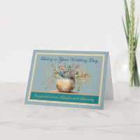 Wedding Card to Personalise with Vase of Flowers