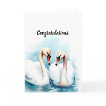 wedding card with swan card personalizable