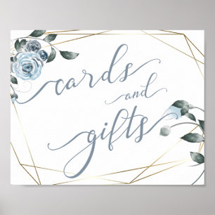 Wedding Cards and Gifts Dusty Blue Floral Sign