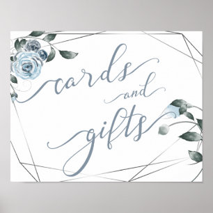 Wedding Cards and Gifts Dusty Blue Floral Sign 2