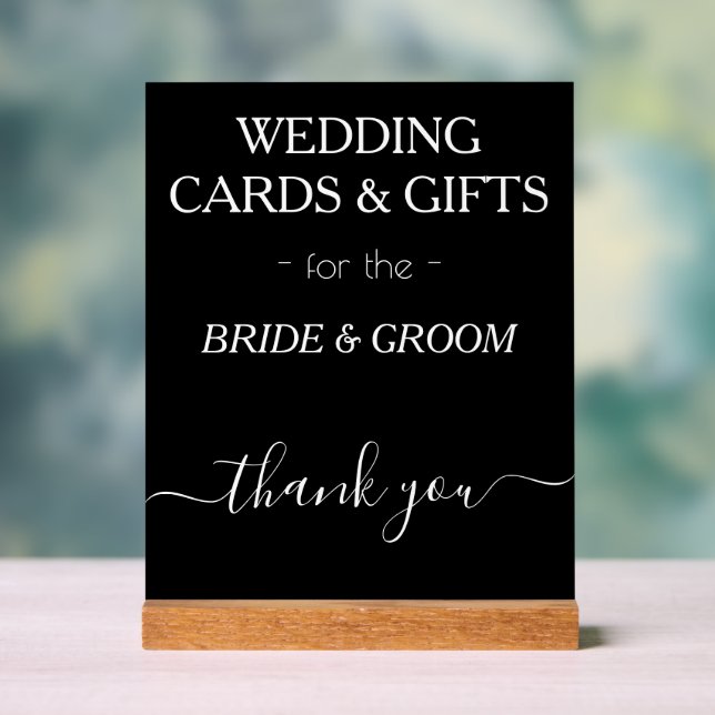 Wedding Cards Black White Typography  Acrylic Sign (Neutral)