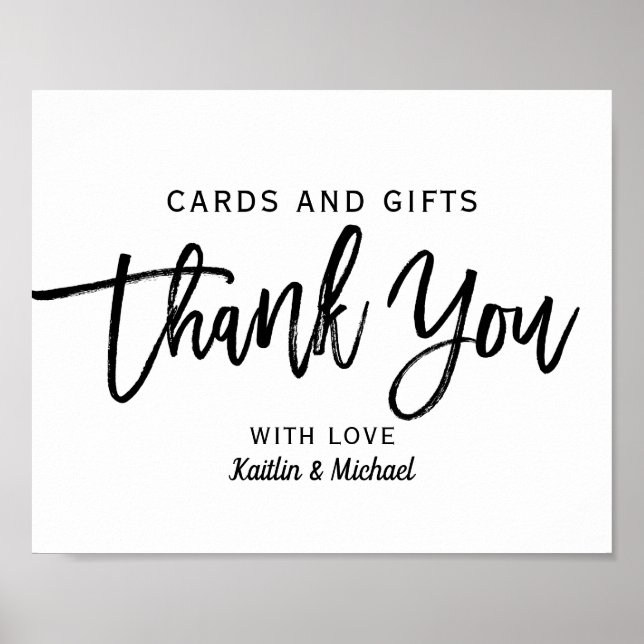 Wedding Cards & Gifts 8x10 Typography | Black Poster (Front)