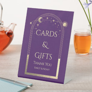 Wedding Cards & Gifts Celestial Purple Gold Pedestal Sign