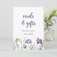 Wedding Cards & Gifts Sign Purple Floral Card