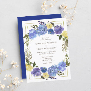 Wedding Carolina Classic Blue Floral Invitation